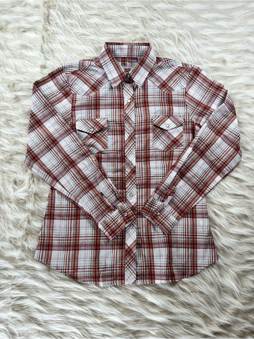 Roper Pearl Snap Shirt Women's M Red White Plaid